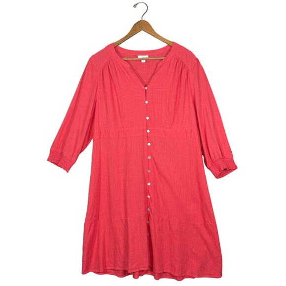 J. Jill Dress Lot – Coral Button Front Dress + Black Gingham Dress | Large - Picture 2 of 16